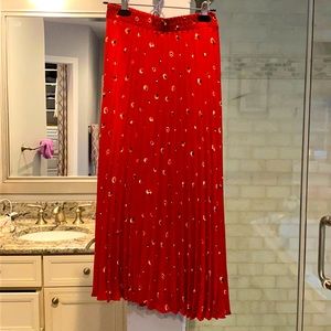 Pleated burnt orange midi skirt MAX STUDIO